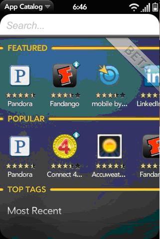 Palm Pre App Catalog