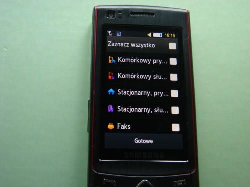 Samsung S8300 - Ultra Touch książka telefoniczna