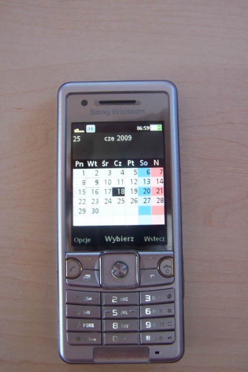 Test Sonyericson C510 kalendarz