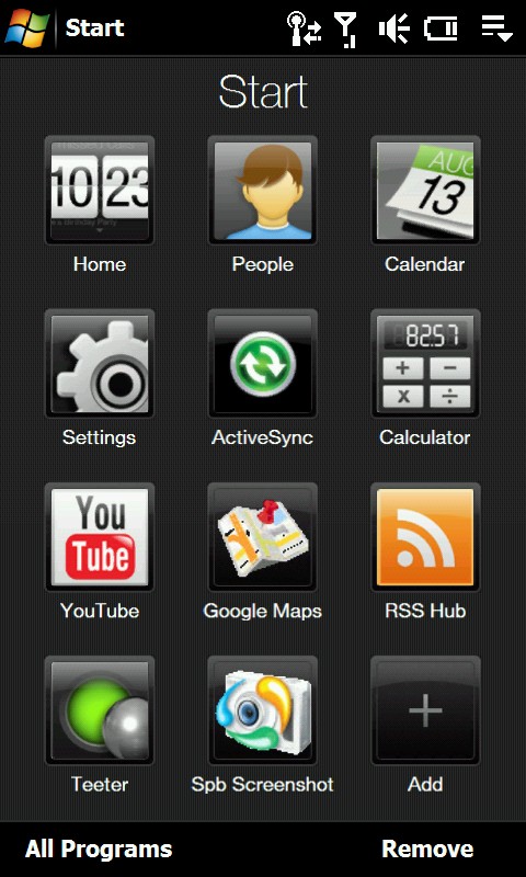 HTC Touch Pro2 Menu Start