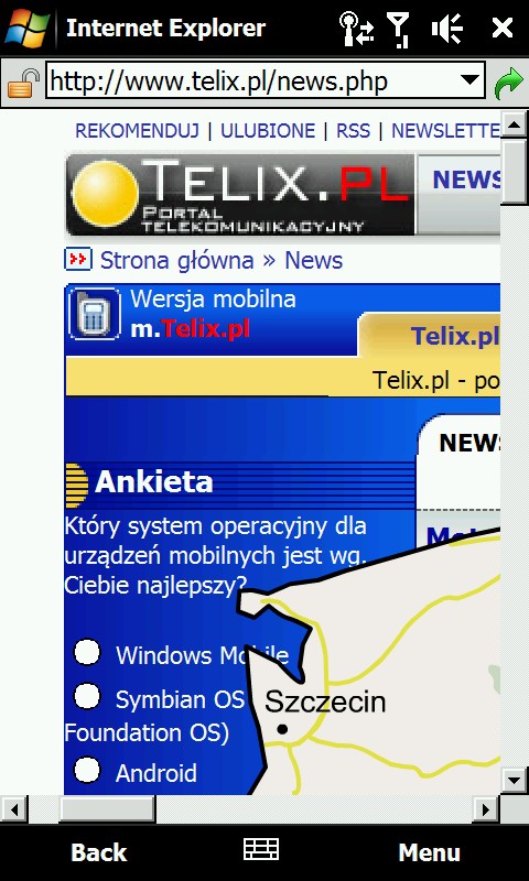 HTC Touch Pro2 - Telix.pl przeglądarka internetowa