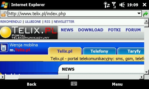 HTC Touch Pro2 - Telix.pl przeglądarka internetowa