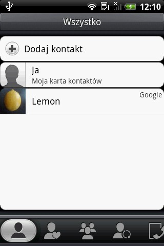 HTC Hero - kontakt