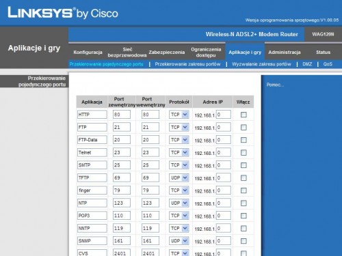 Linksys WAG120N i Linksys WRT160NL - Aplikacje i Gry