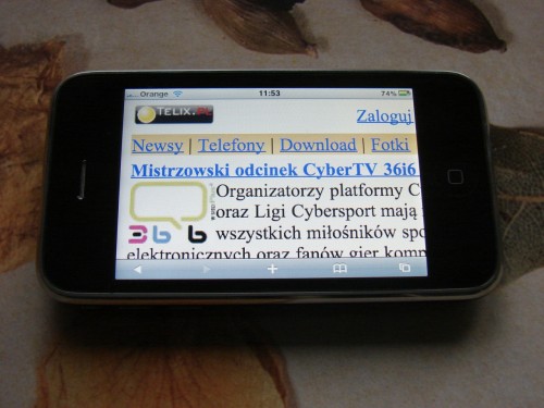 Test iPhone 3G S Telix.pl - strony internetowe można wyświetlać zarówno pionowo, jak i poziomo