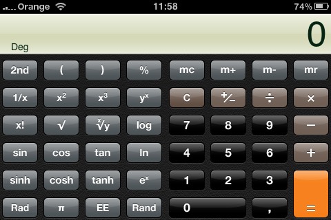 Test iPhone 3G S - opracając telefon mamy dostęp do rozszerzonego kalkulatora naukowego