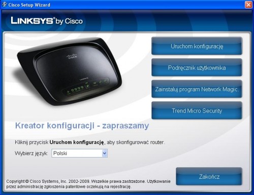 Linksys WAG120N i Linksys WRT160NL - Cisco Setup Wizard 