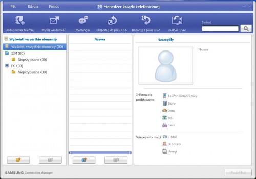 Samsung GT-B1110 - Książka telefoniczna służy do wysyłania i odbierania numerów telefonów między komputerem i telefonem komórkowym