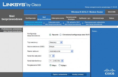 Linksys WAG120N i Linksys WRT160NL - sieć bezprzewodowa