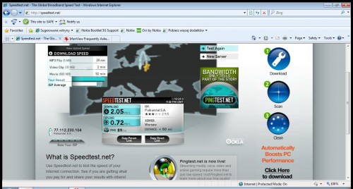 Nokia Booklet 3G - Speedtest