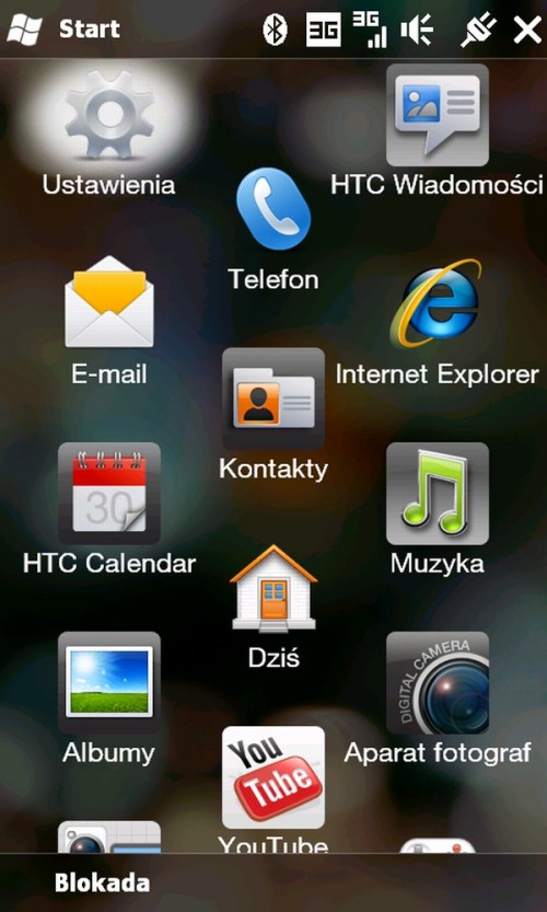 HTC HD2 - menu główne