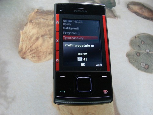 Test Nokia X3 - Profil Tymczasowy