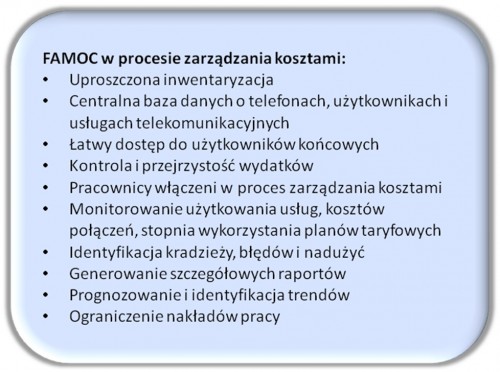 FAMOC w procesie administrowania kosztami