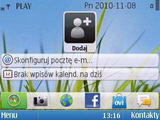 Test Nokia E5 - ekran główny