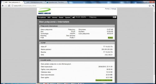 iPlus MIFI - Stan połączenia z Internetem