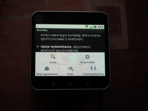 Test Motorola FLIPOUT - Kontakty