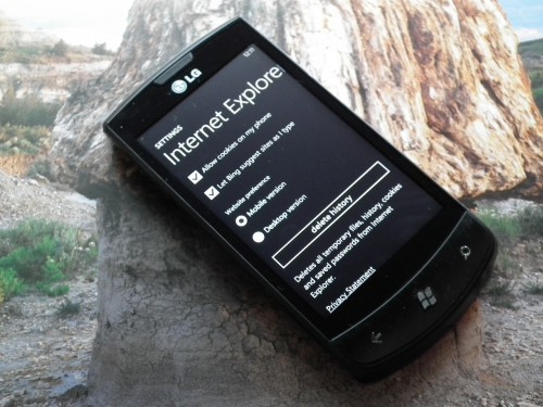 Test LG E900 - ustawienia przeglądarki