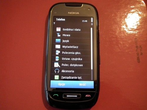 Test Nokia C7 - Ustawienia telefonu