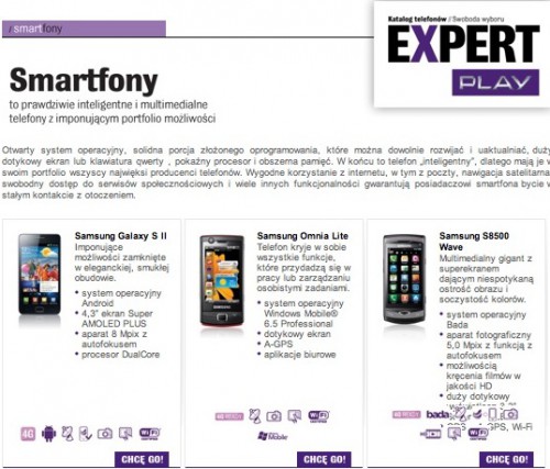 Mobilny katalog telefonów Play- wiosna 2011