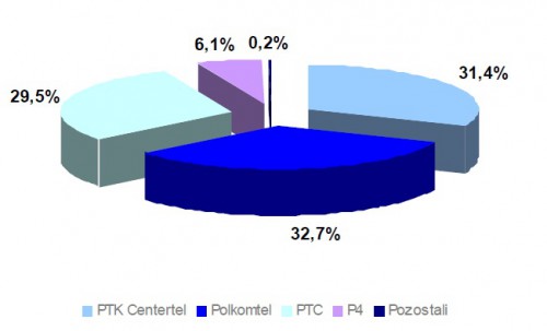 Udziały operatorów pod względem przychodów
