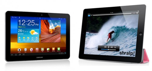 Z lewej strony Galaxy Tab 10.1, po prawej iPad 2
