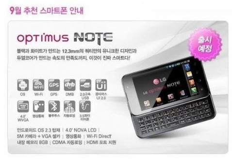 LG Optimus Note- pierwszy smartfon LG z QWERTY oraz układem NVIDIA Tegra 2