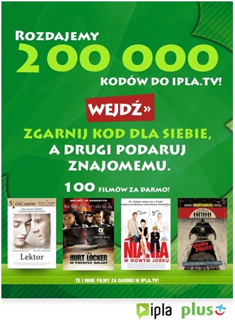 Plus rozdaje 200 tysięcy kodów do filmów na iPla.tv