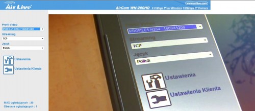 WN-200HD Cam Pro HD: Ustawienia