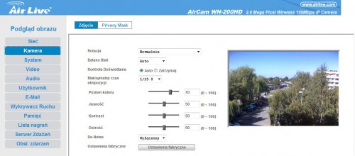 WN-200HD Cam Pro HD: Ustawienia