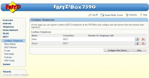 Lista urządzeń DECT. Do Fritzboxa można podpiąć także zwykłe telefony bezprzewodowe DECT