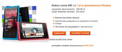 Nokia Lumia 800 w Orange