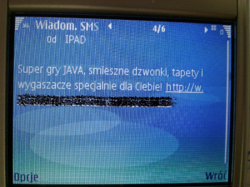 Przykładowa wiadomość otrzymana w ramach usługi prenumeraty: 2,46 PLN za SMS