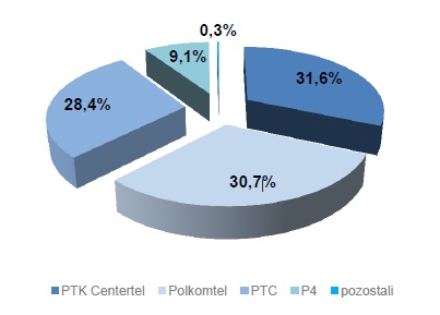 Udziały operatorów pod względem przychodów