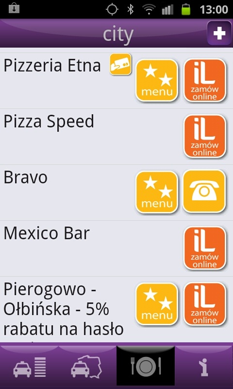 Taxity jedzenie ONLINE