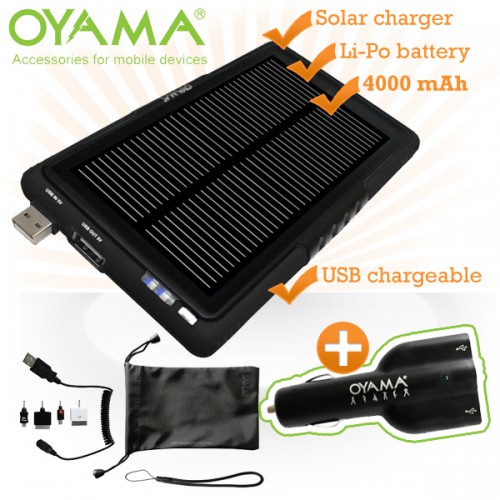 Ładowarka Oyama Maxi Solar Tablet Hybrid 4000 mAh + ładowarka samochodowa