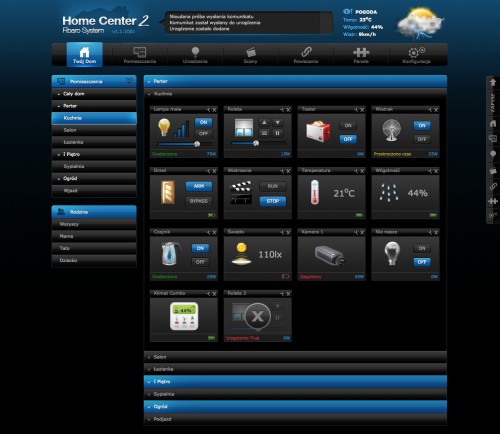 Panel sterowania centralki HC2