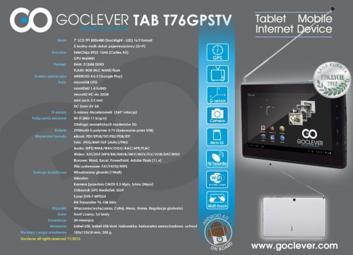 Goclever TAB T76GPSTV