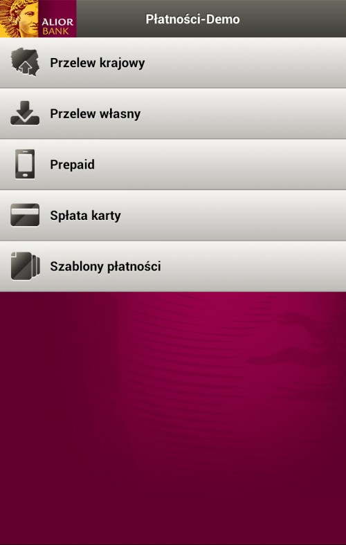 Alior Bank Android - płatności