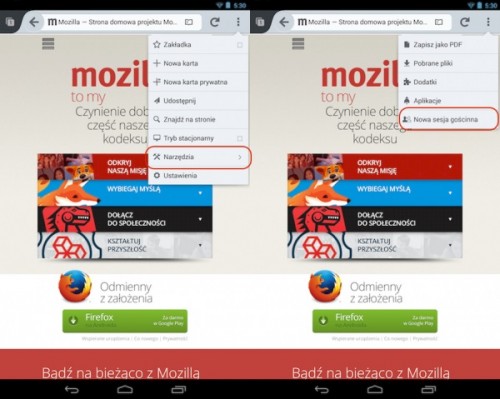 Przeglądanie w trybie gościa w Firefoksie na Androida