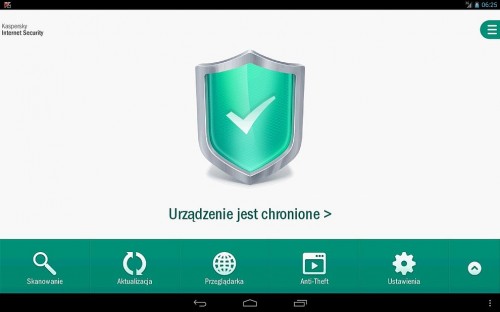 Kaspersky Internet Security for Android na ekranie tabletu