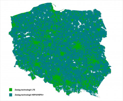 Zasięg LTE HSPA w CP i Plusie - styczeń 2014