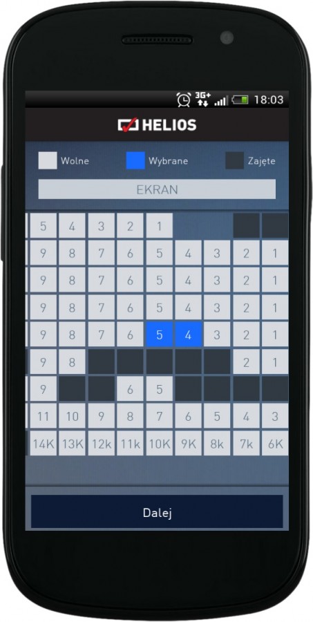 Kino Helios: wybór miejsca na sali
