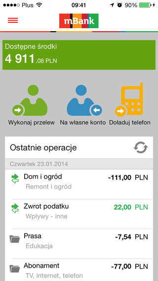 Aplikacja mBank PL - iOS