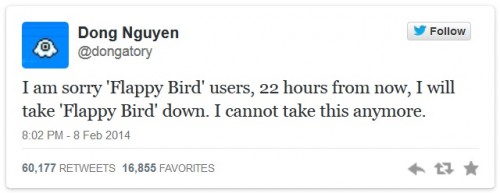 Wiadomość twórcy Flappy Bird na Twitterze