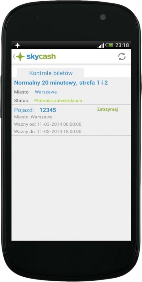 SkyCash 3.0 - kontrola biletów