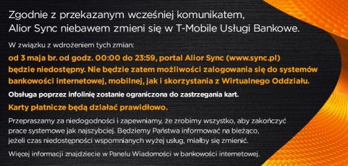 T-Mobile Usługi Bankowe w weekend zastąpi Alior Sync