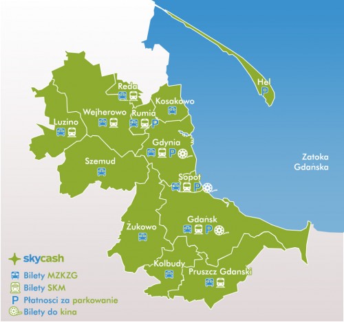 SkyCash nad morzem - mapa zasięgu
