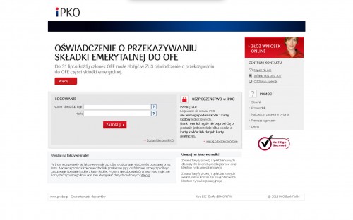 Fałszywa witryna iPKO, wiernie odwzorowująca prawdziwy serwis banku