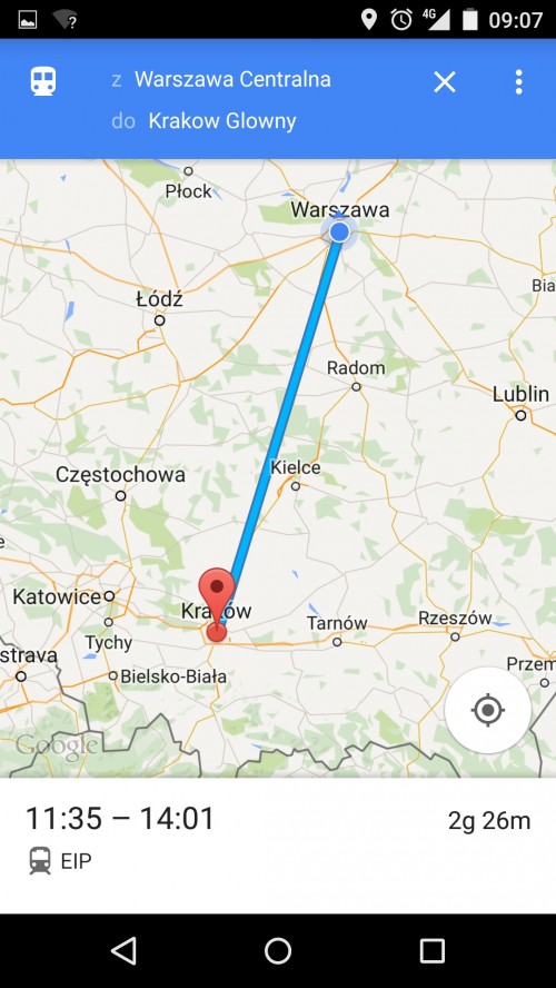 PKP Intercity na Mapach Google