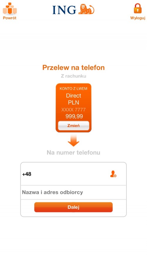 ING BankMobile - przelew